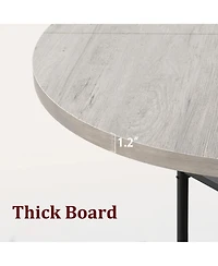 gaomon 4-Person 47" Round Farmhouse Dining Table with 2-Tier Storage