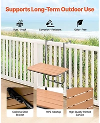 Gouun Adjustable Folding Balcony Hanging Table for Railings Patio Bar Table