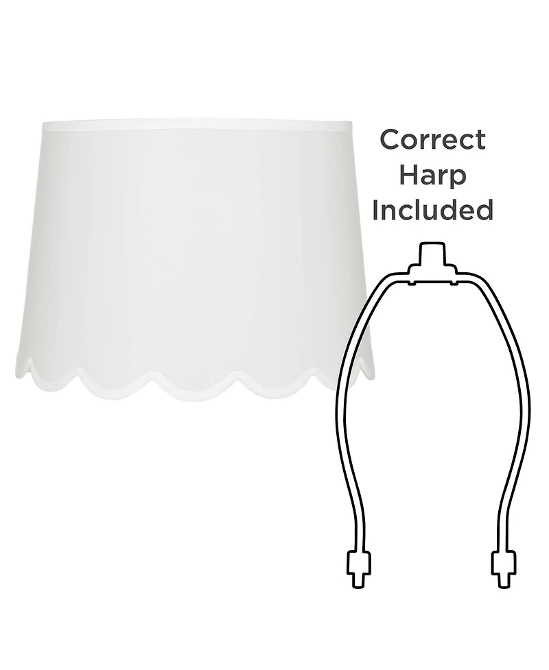 Springcrest Set of 2 Scallop Empire Lamp Shades Medium Spider Replacement Harp and Finial Fitting