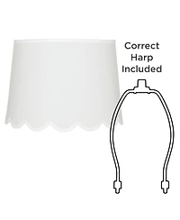 Springcrest Set of 2 Scallop Empire Lamp Shades Medium Spider Replacement Harp and Finial Fitting