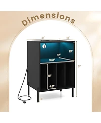 Sugift Record Player Stand with Led Light and Charging Station