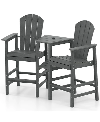 Sugift Two Seat Adirondack Chair with Connecting Tray for Outdoor Use