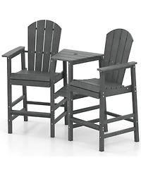 Sugift Two Seat Adirondack Chair with Connecting Tray for Outdoor Use