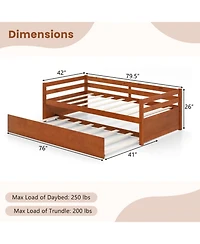 Gouun Solid Wood Twin Daybed with Trundle
