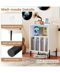 Sugift Record Player Stand with Led Light and Charging Station