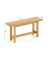 Sugift Outdoor Teak Wood Bench for Porch Backyard and Poolside