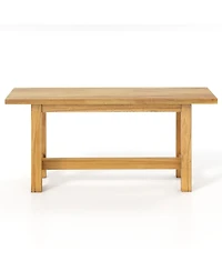 Sugift Outdoor Teak Wood Bench for Porch Backyard and Poolside
