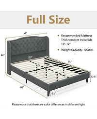 Gouun Full Velvet Upholstered Bed Frame with Tufted Headboard