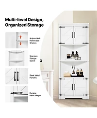 Gouun 68 in Corner Storage Cabinet with Doors and Adjustable Shelves