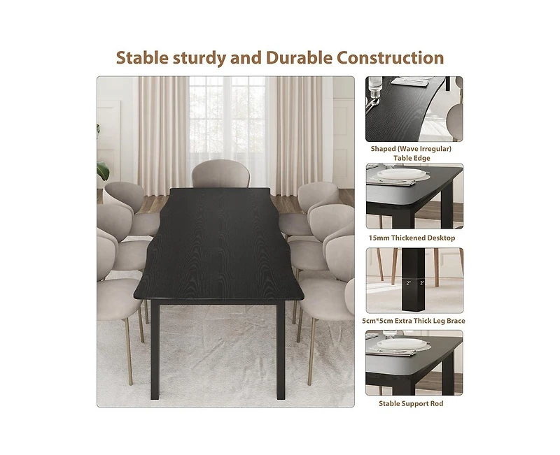 gaomon 4-6 Person Modern Wooden Dining Table with Wave Edge