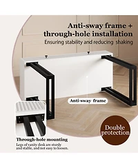 Homfan Modern Makeup Vanity Desk with Mirror and Led Lights - 3 Lighting Modes, Adjustable Brightness, 2 Storage Drawers, Sturdy Bedroom Furniture