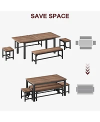 gaomon Extendable 6-8 Person Rectangular Dining Table Set