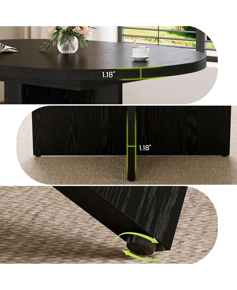 gaomon Extendable 4-8 Person Round to Oval Dining Table with Storage