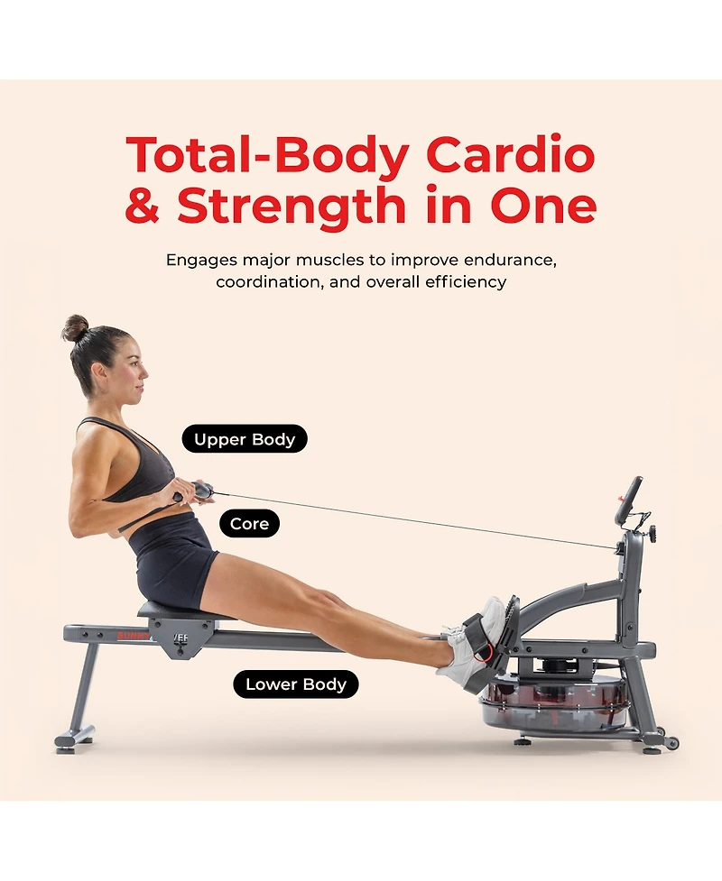 Sunny Health & Fitness Smart Water Rowing Machine