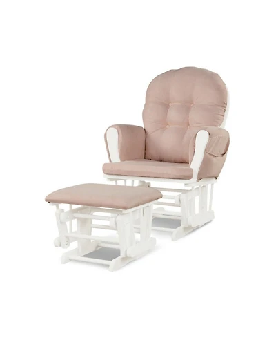 Gouun 29.5 x 28.5 in. Wood Glider with Ottoman, Storage Pocket and Detachable Cushion