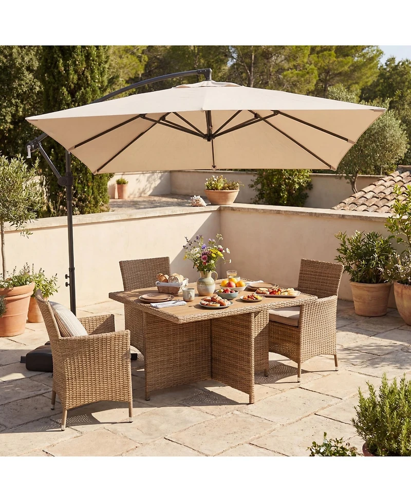 Slickblue Solar-Powered Offset Hanging Umbrella with 40 Led Lights for Patio