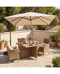 Slickblue Solar-Powered Offset Hanging Umbrella with 40 Led Lights for Patio