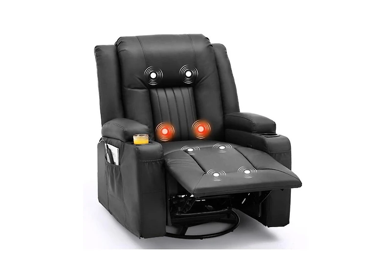 Aecojoy Massage Recliner Manual Chair with Heating & 360° Swivel Rocking Function