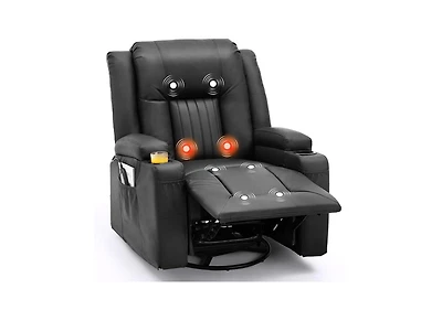 Aecojoy Massage Recliner Manual Chair with Heating & 360° Swivel Rocking Function