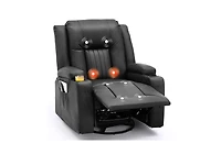 Aecojoy Massage Recliner Manual Chair with Heating & 360° Swivel Rocking Function