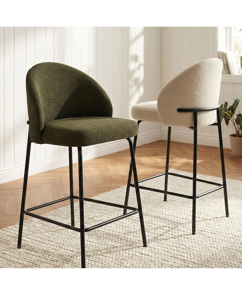 Maison Boucle Set of 3 Counter Stools, 26-Inch Seat Height, for Kitchen Island