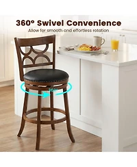 Gouun 31 in Swivel Upholstered Faux Leather Counter Height Bar Stools Set of 2 and High Backrest