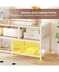 Gouun 55 in Tv Stand with Power Outlets and Fabric Storage Drawers