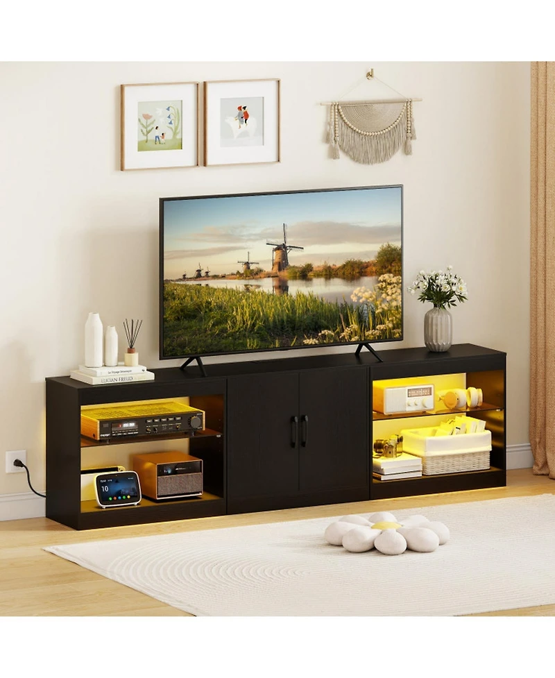 Gouun 77 in Led Entertainment Center with Power Outlets for TVs up to 85