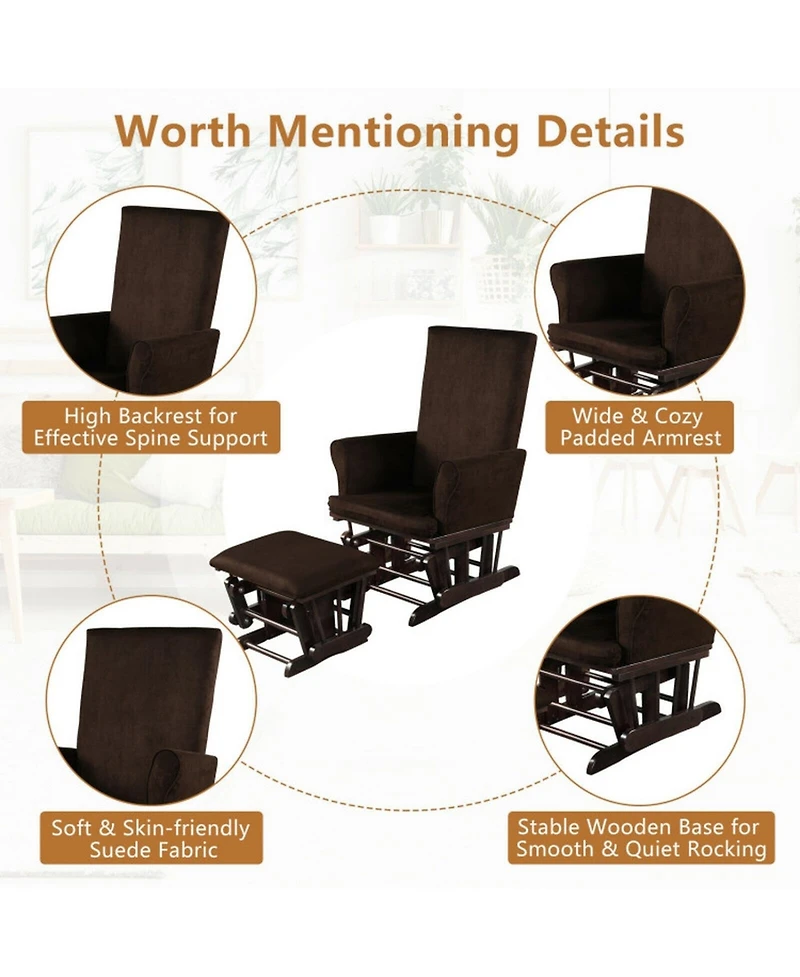 Gouun Nursery Glider Rocker and Ottoman Cushion Set