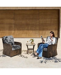 Tribesigns Outdoor Wicker Swivel Chairs, 3-Piece Outdoor Patio Furniture Set, Patio Bistro Sets with Tempered Glass Side Table