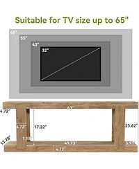 Tribesigns Solid Wood Tv Stand for Televisions up to , Media Entertainment Center with Diy Storage Space, Simple Tv Rack