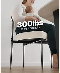 Gouun Set of 4 Upholstered Boucle Patio Dining Chairs with Curved Backrest and Metal Legs