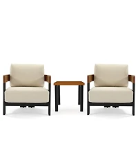 Tribesigns 3-Piece Patio Conversation Set with 2 Armchairs & Coffee Table, Modern Garden Furniture