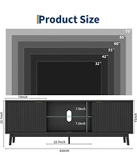 gaomon Tv Stands for Living Room, Mid Century Modern Entertainment Center with Storage and Led Lights, Tv Console for Tv up to 75 inch with Power