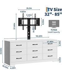 gaomon Modern Wood Tv Stand with Mount and 9 Drawers
