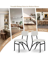 gaomon Set of 4 Dining Chairs, Boucle Upholstered, Modern Metal Legs, Lambswool Fabric Seats, for Kitchen, Dining Room