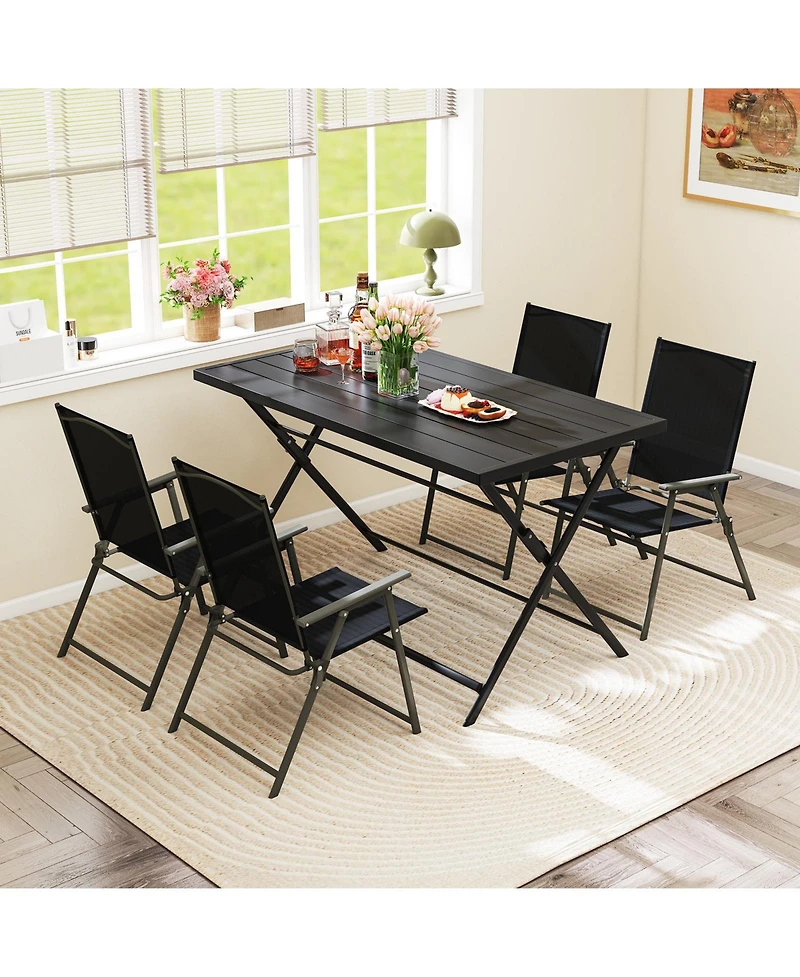 Gouun Foldable Rectangular Metal Patio Dining Table