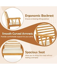 Gouun Set of 2 Acacia Wood Outdoor Dining Armchairs with Removable Cushions