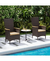 Gouun Set of 4 Wicker Patio Dining Chairs with High Backrest and Cushions