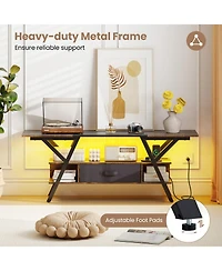 Gouun Low-Profile 55-Inch Tv Stand with Led Lights and Power Outlets