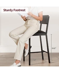 gaomon Set of 2 Pu Leather Bar Stools with Backrest, Footrest and Cushion