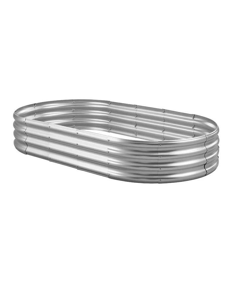 Gouun Galvanized Metal Raised Garden Bed, Outdoor Planter Box with Open Bottom Design