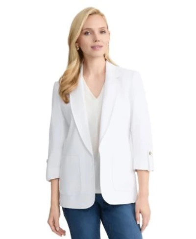 Jones New York Womens Notch Collar Linen Patch Pocket Jacket
