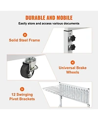 Gouun Mobile Blueprint Storage Rack with 12 Pivot Brackets Adjustable Height