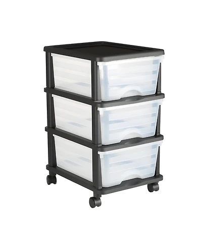 Gouun 3 Drawer Rolling Storage Cart with Clear Front Panels and Wheels
