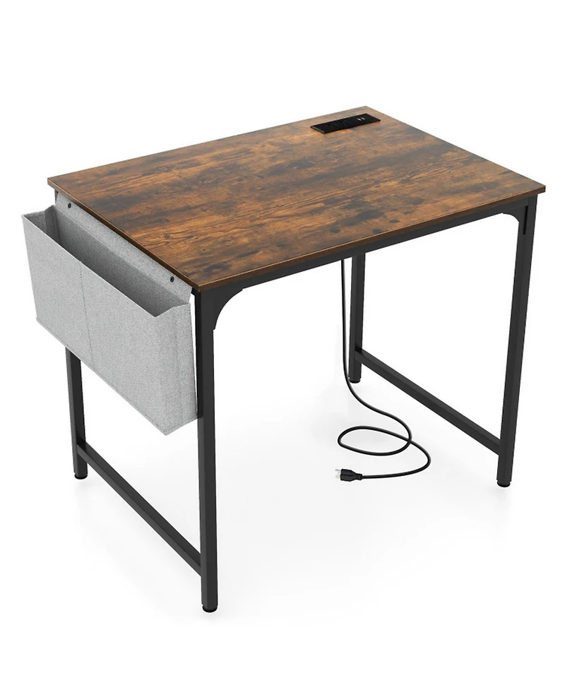 Gouun Compact Home Office Desk with Built-In Charging Station, Storage Bag and Headphone Hook