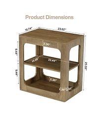 Tribesigns End Table with Storage Shelves, 3-Tier Side Table with Sturdy Base, Farmhouse Wooden Bedside Nightstand