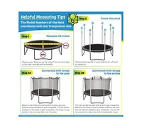 Plexalife Trampoline Safety Enclosure Net, Fits 12 Ft Round Frame, Using 6 Poles (or 3 Arches)-Adjustable Straps - Installs Inside of Frame