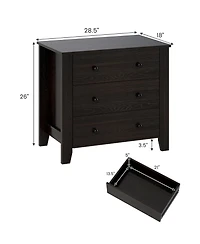 Sugift Wide Three Drawer Dresser Modern Storage Organizer
