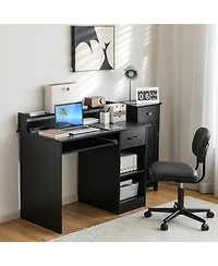 Gouun Laptop Table with Pull-Out Keyboard Tray, 5-Position Adjustable Shelf and Deep Drawer